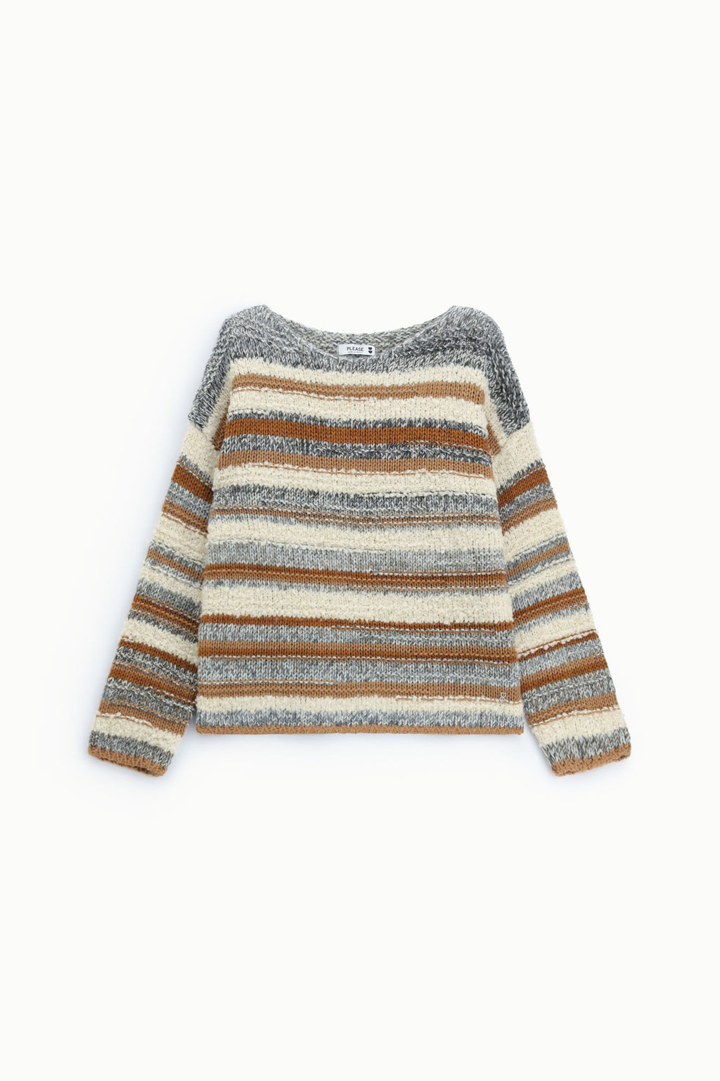 Pull femme rayé en maille bouclée, multicolore – Please