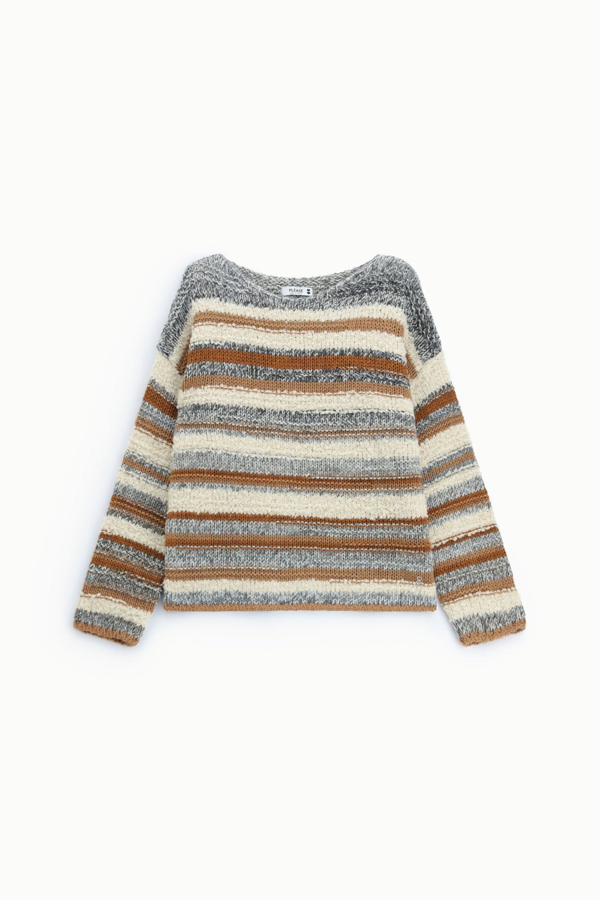 Pull femme rayé en maille bouclée, multicolore – Please