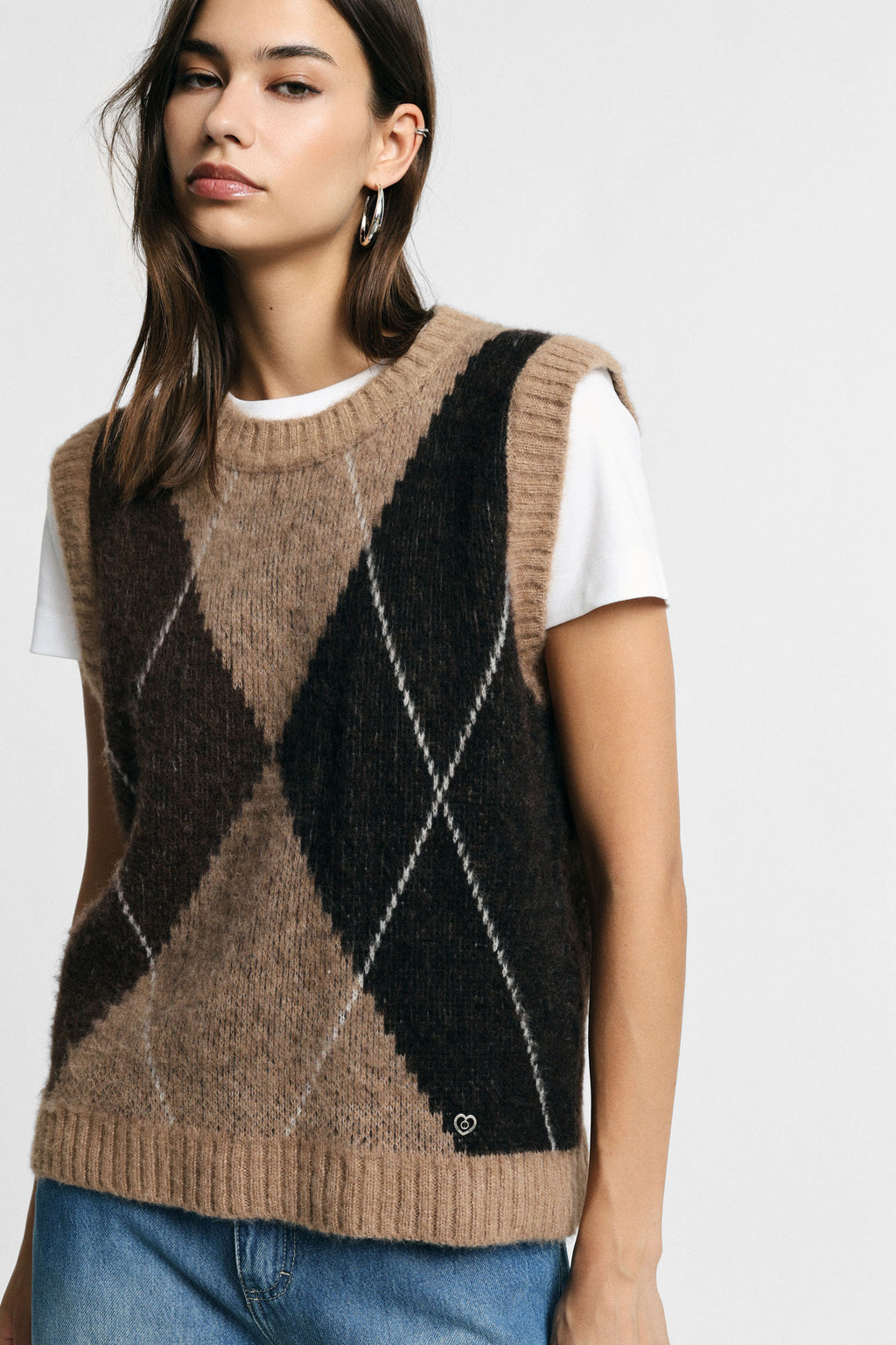 Gilet sans manches en maille losanges – Please