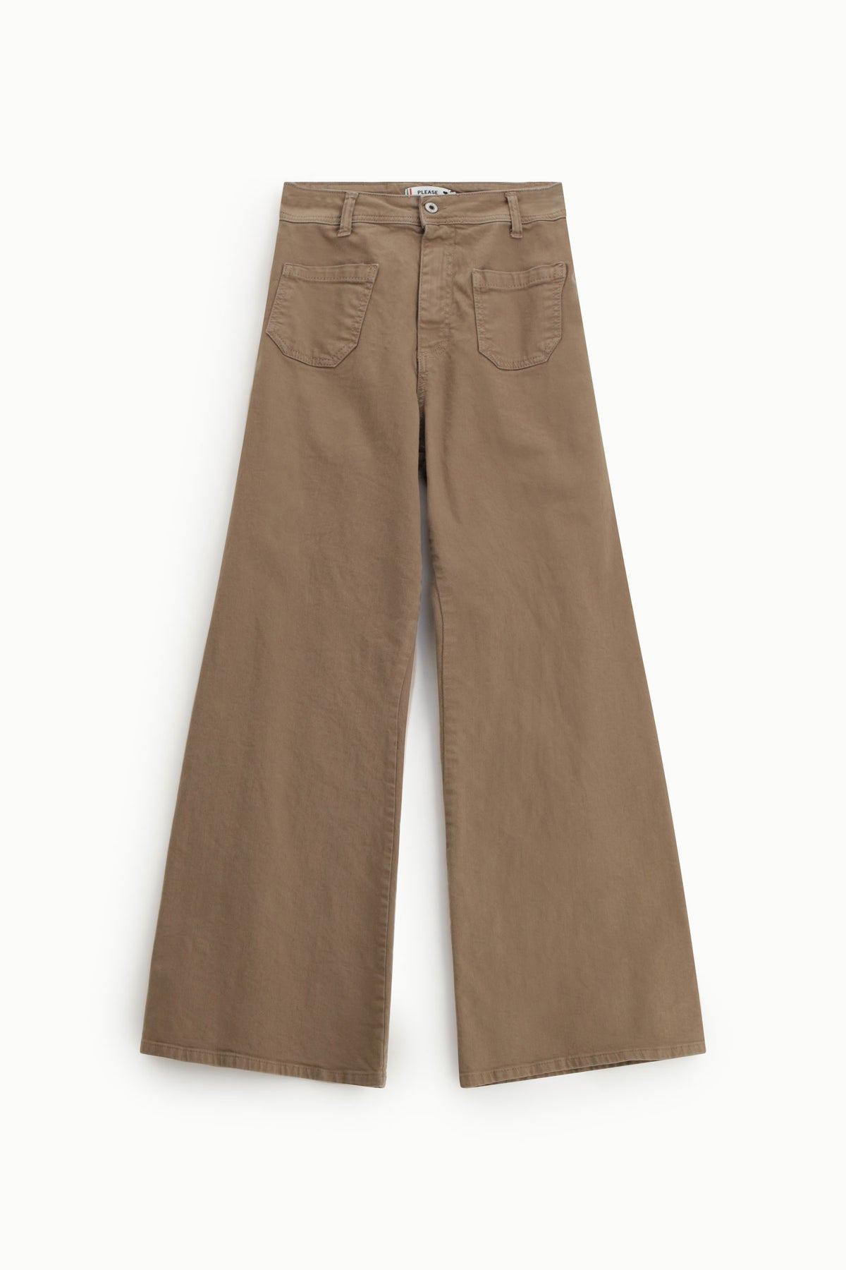 Jean évasé taille mi-haute à poches plaquées, coloris taupe – Please
