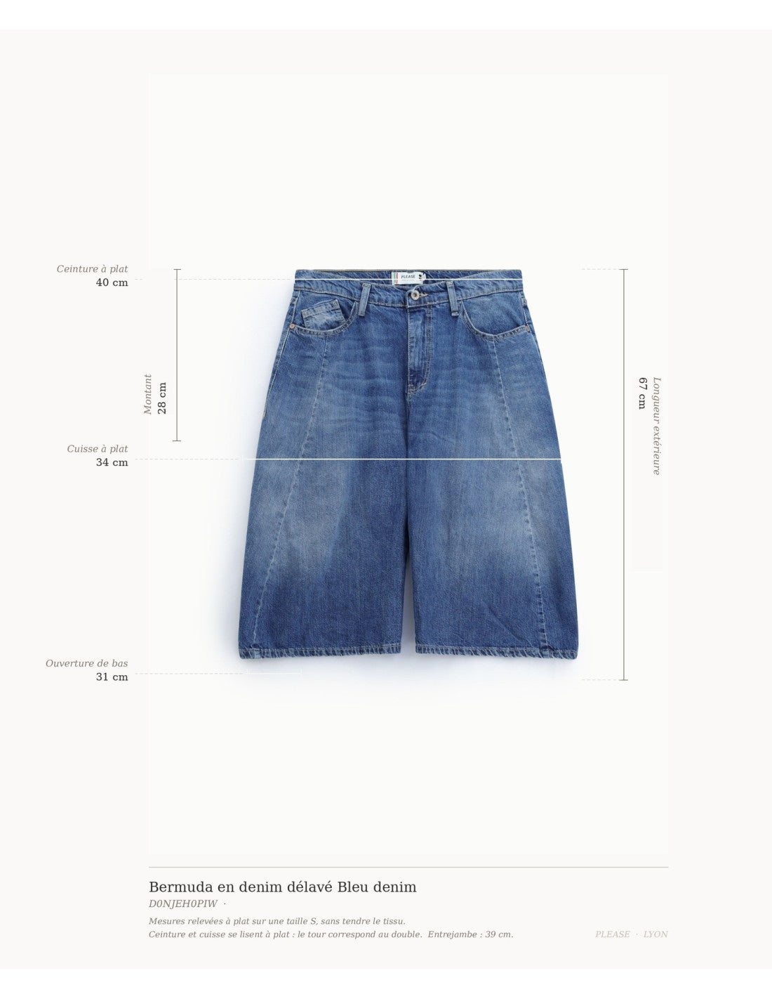 Bermuda en denim délavé Bleu denim Please