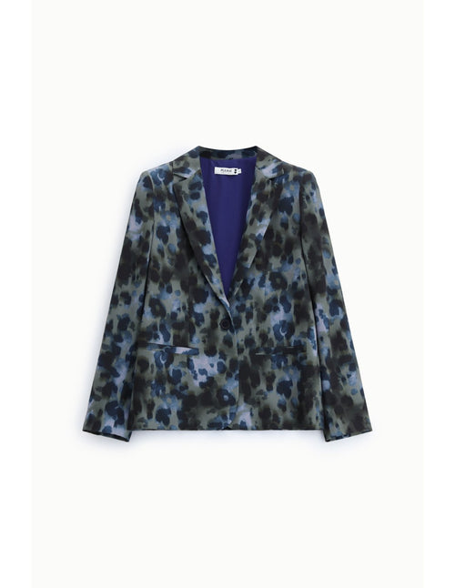 Blazer à revers imprimé feuillage Bleu et kaki Please