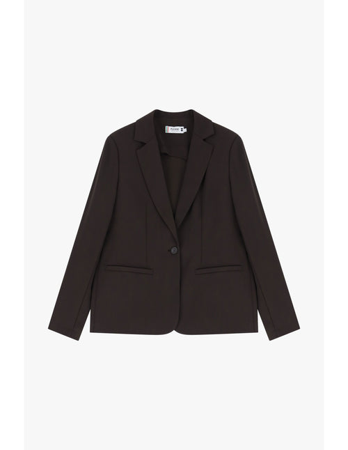 Blazer de tailleur en crêpe fluide Chocolat Please
