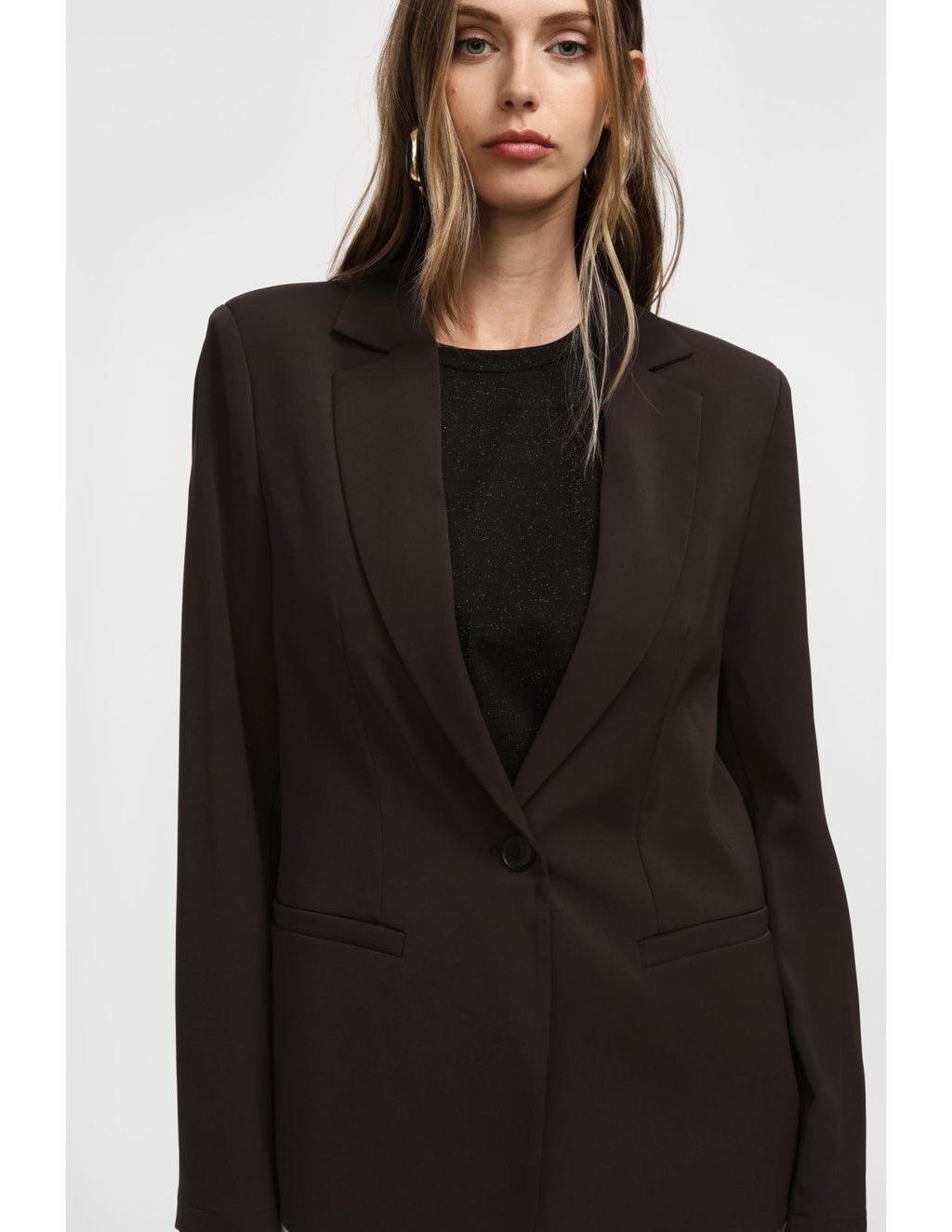 Blazer de tailleur en crêpe fluide Chocolat Please