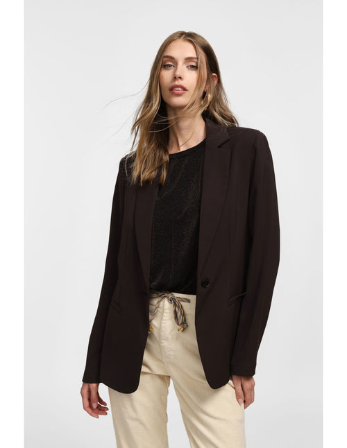Blazer de tailleur en crêpe fluide Chocolat Please