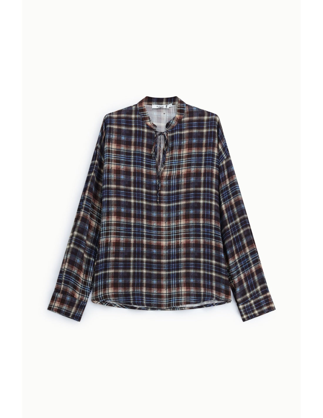 Blouse à carreaux col V à lien Please