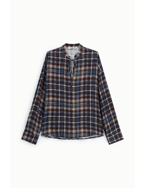 Blouse à carreaux col V à lien Please