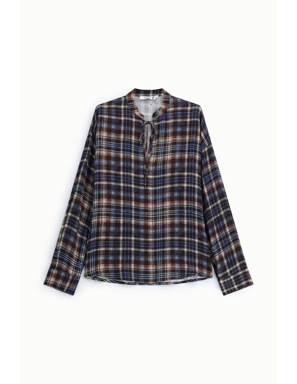 Blouse à carreaux col V à lien Please