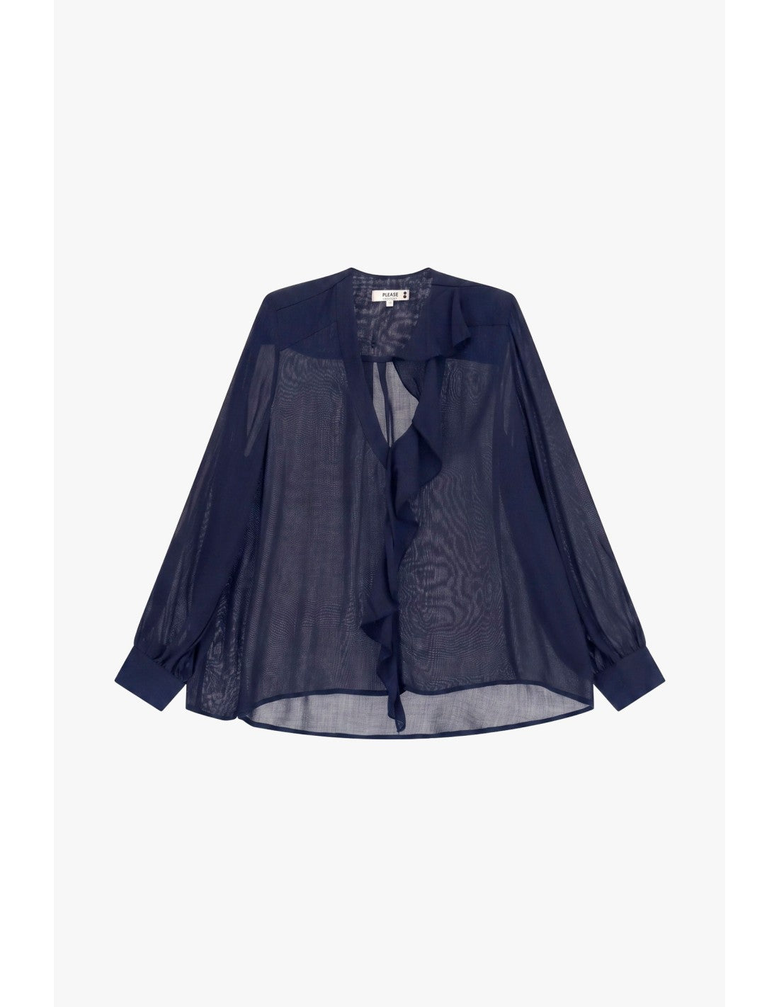 Blouse transparente à volants Bleu marine Please