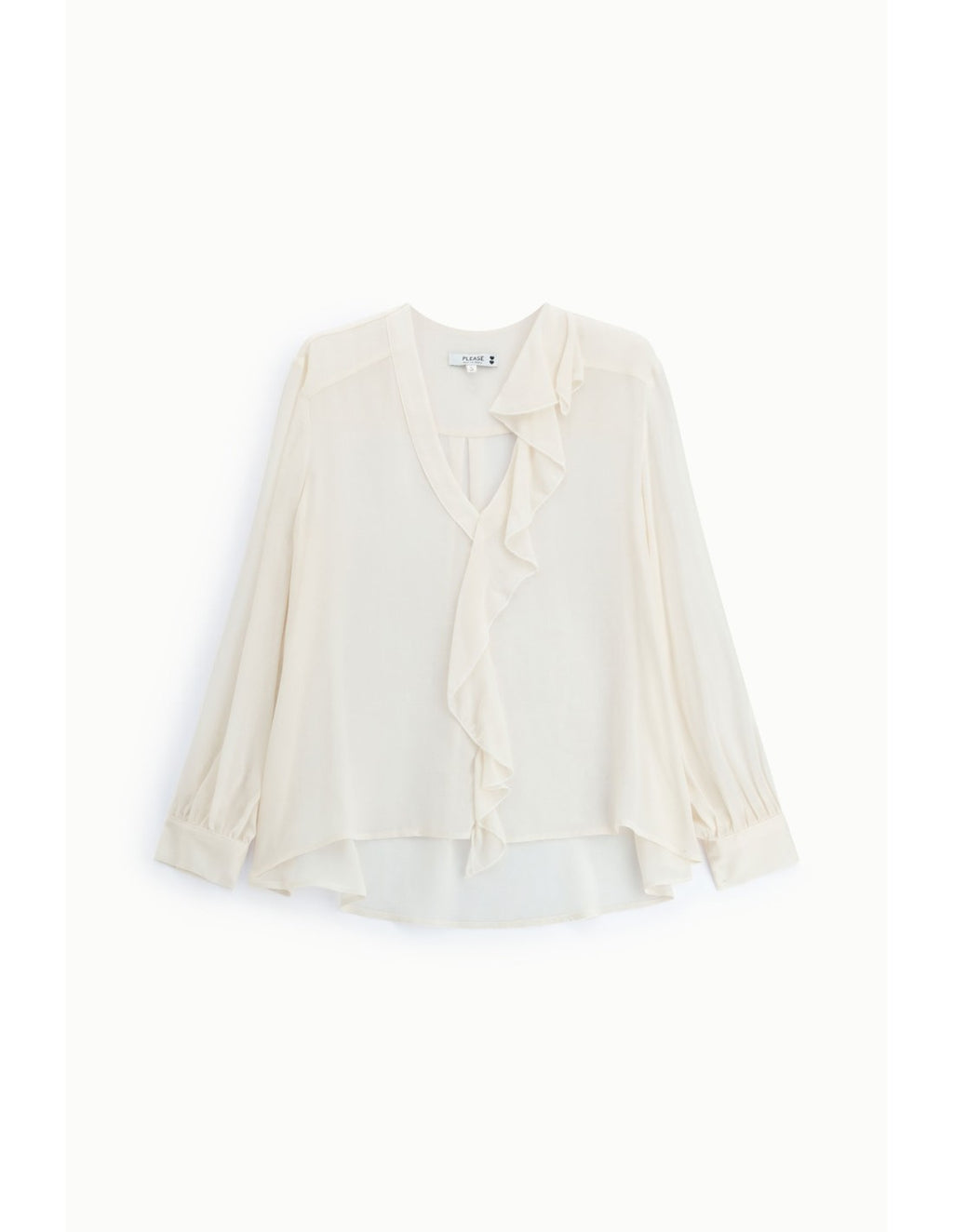 Blouse transparente à volants Écru Please