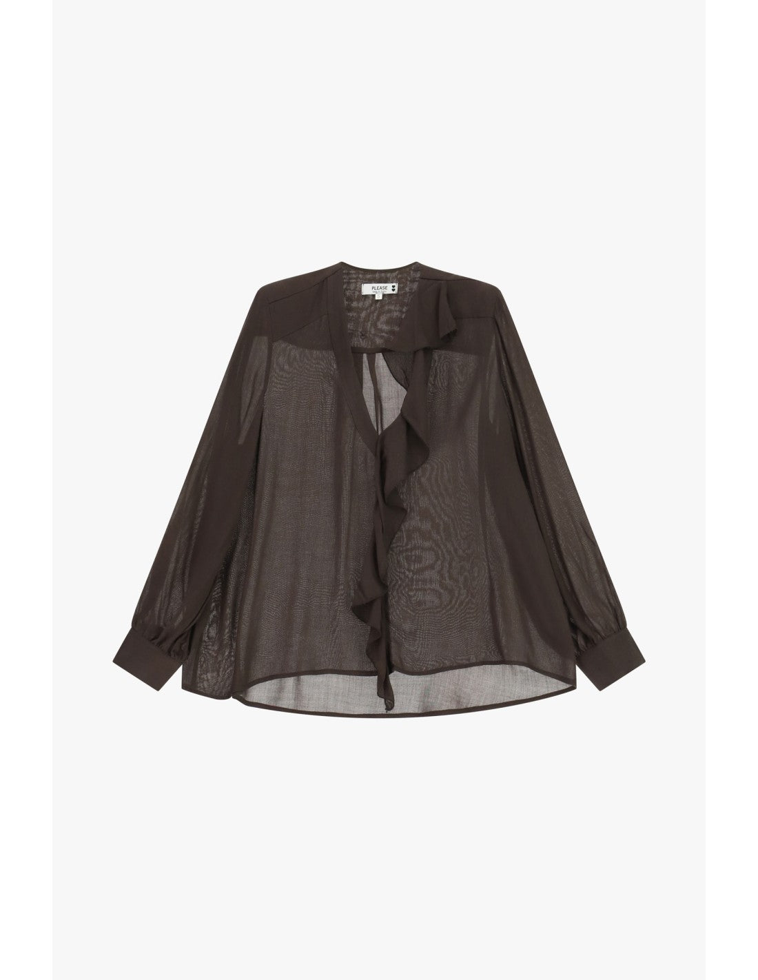Blouse transparente à volants Marron Please