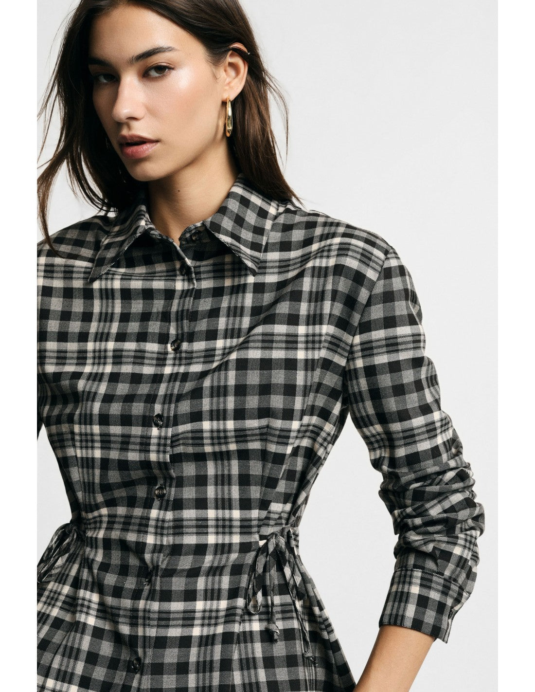Chemise à carreaux à taille coulissée – Please Femme