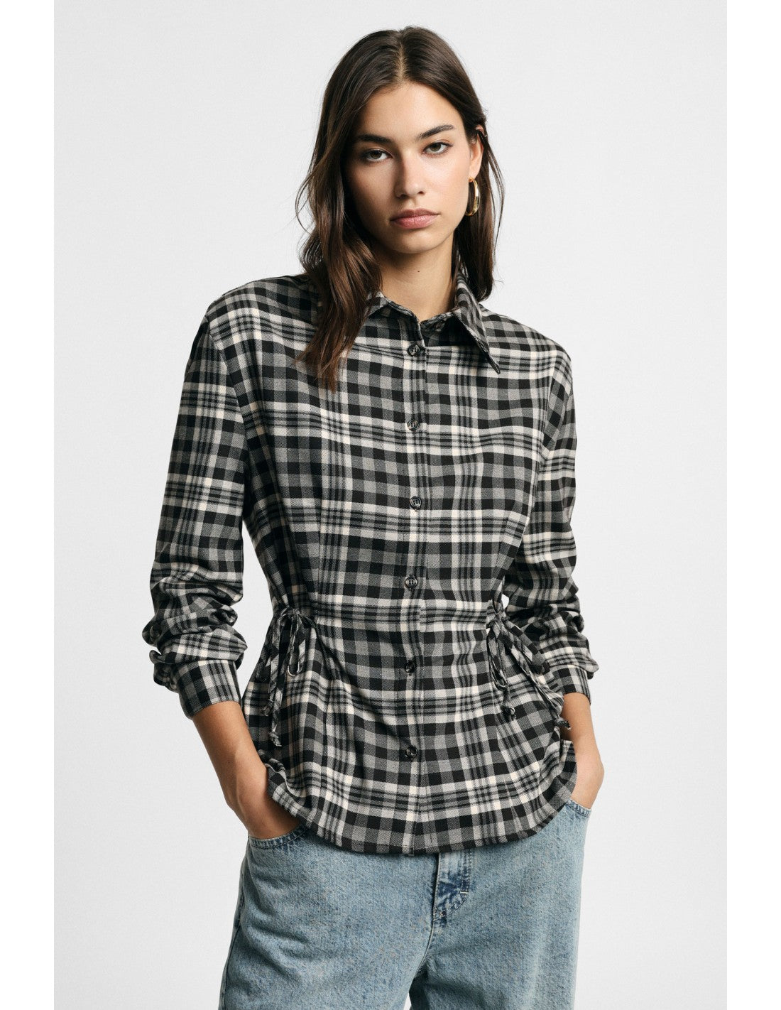 Chemise à carreaux à taille coulissée – Please Femme