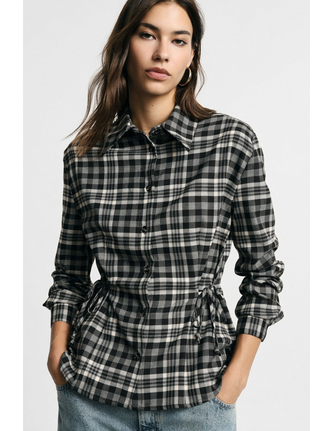 Chemise à carreaux à taille coulissée – Please Femme