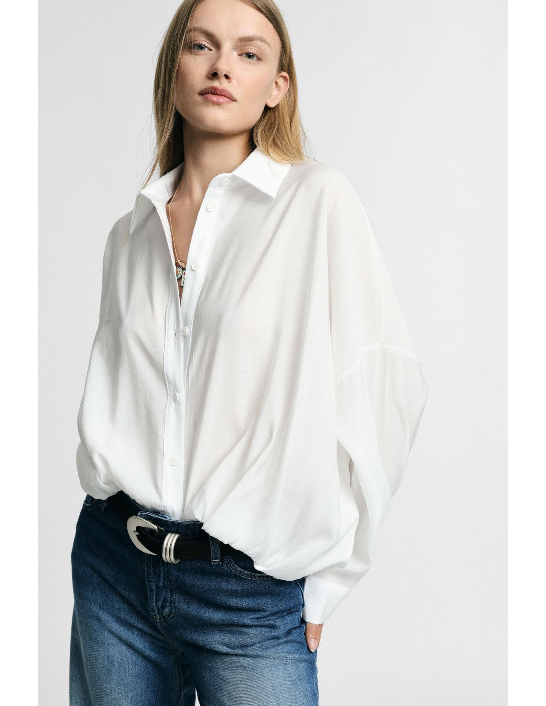 Chemise cropped base élastiquée Blanc Please