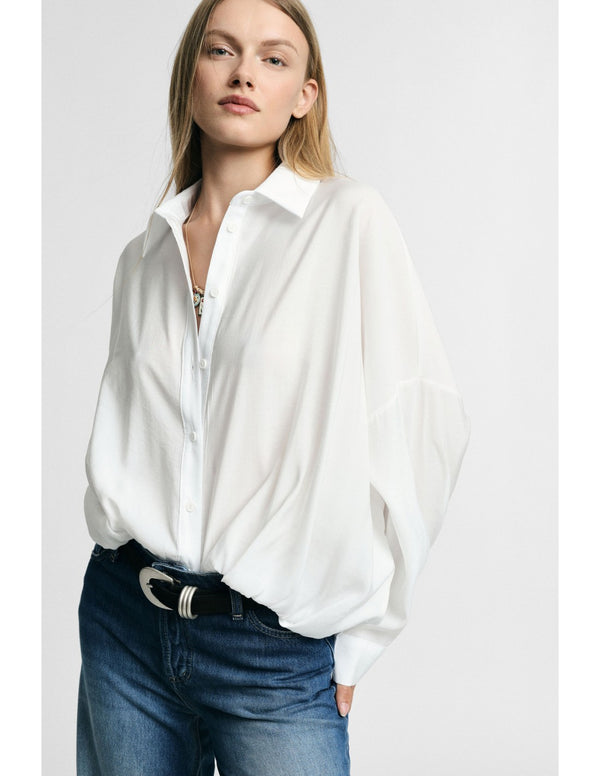 Chemise cropped base élastiquée Blanc Please