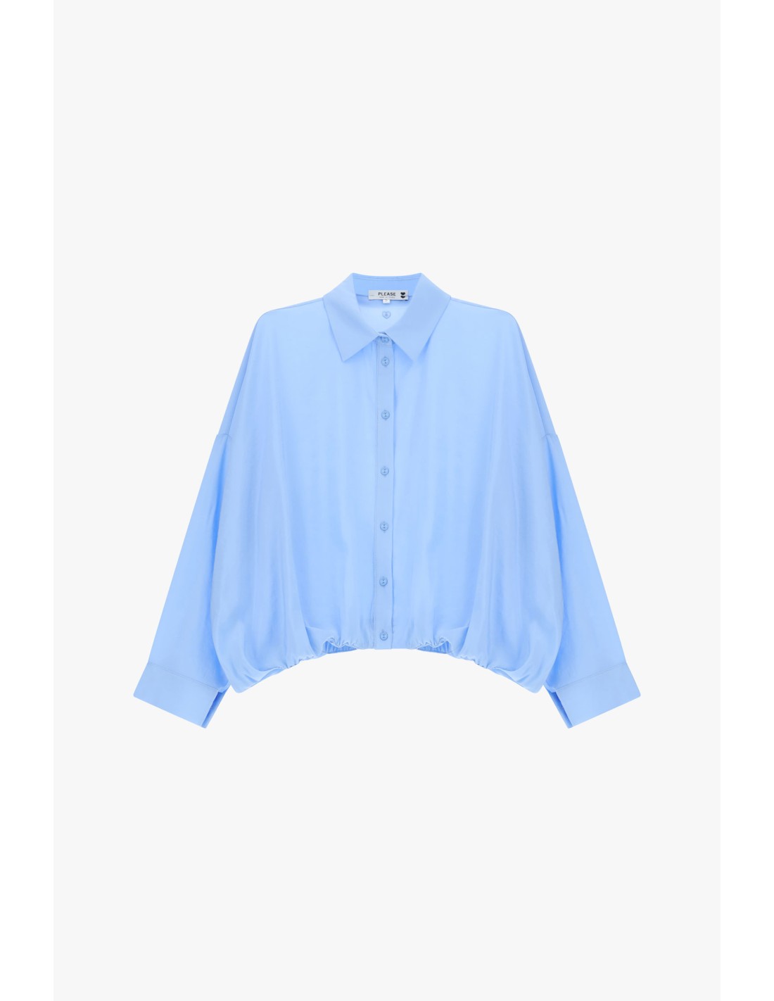 Chemise cropped base élastiquée Bleu azur Please