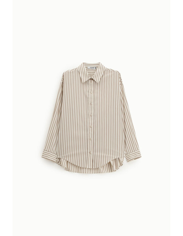 Chemise fines rayures Beige et marron Please
