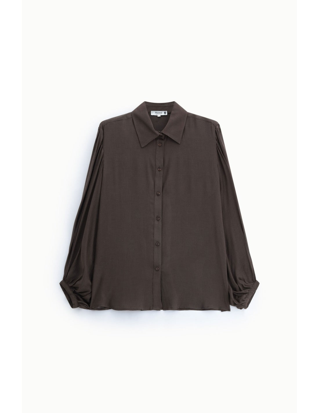 Chemise fluide manches ballon Marron Please
