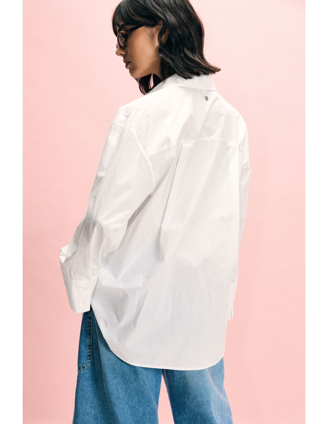 Chemise oversize poche poitrine Blanc Please