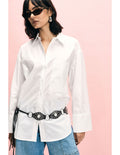 Chemise oversize poche poitrine Blanc Please