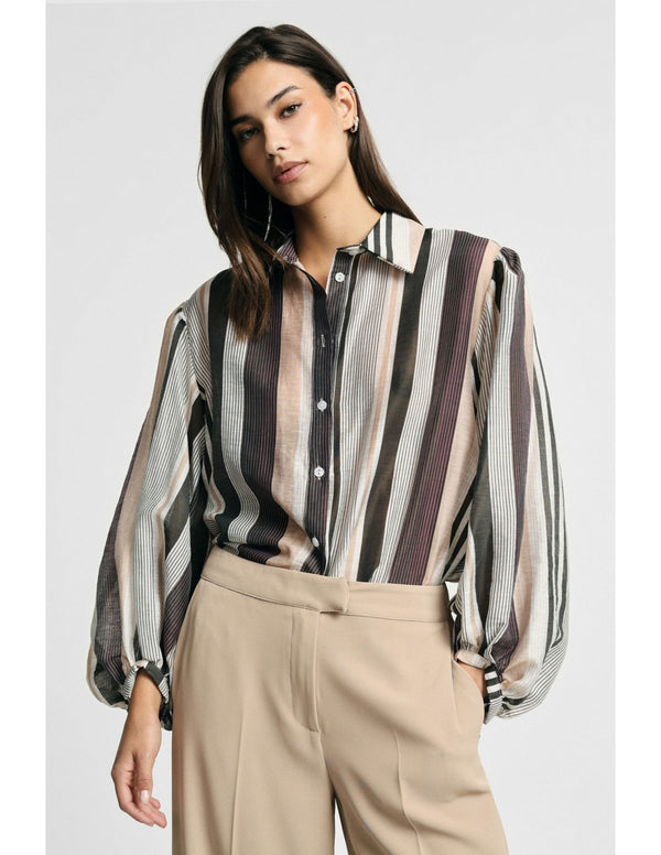 Chemise rayures verticales manches ballon Multicolore Please