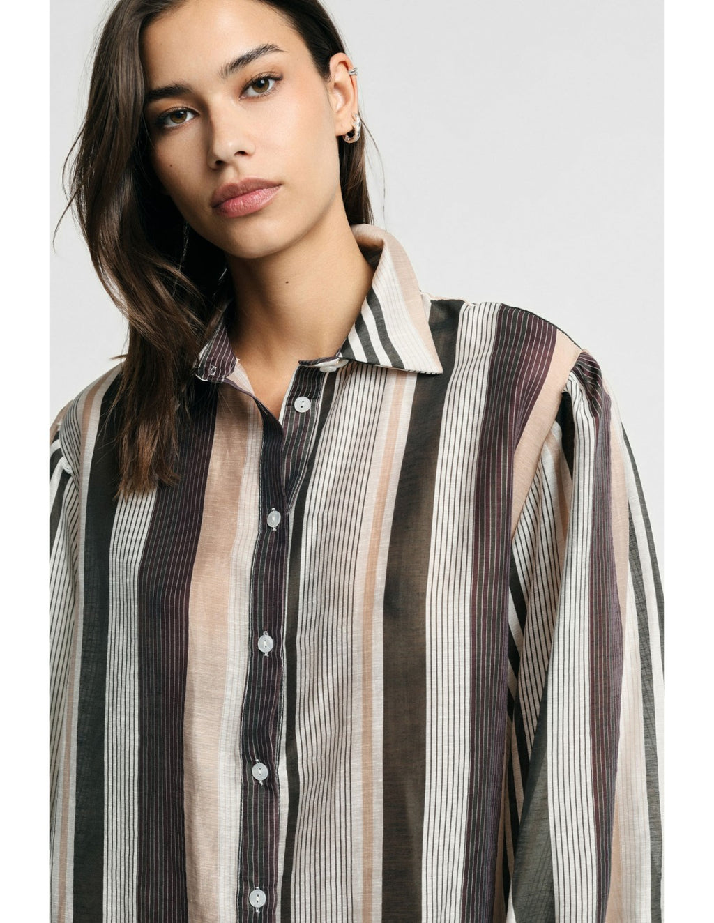 Chemise rayures verticales manches ballon Multicolore Please