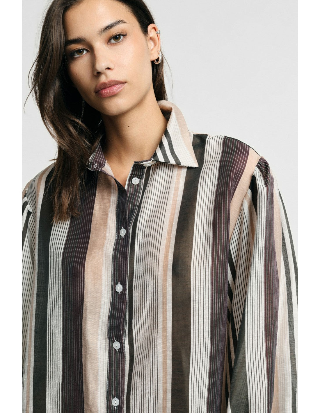 Chemise rayures verticales manches ballon Multicolore Please