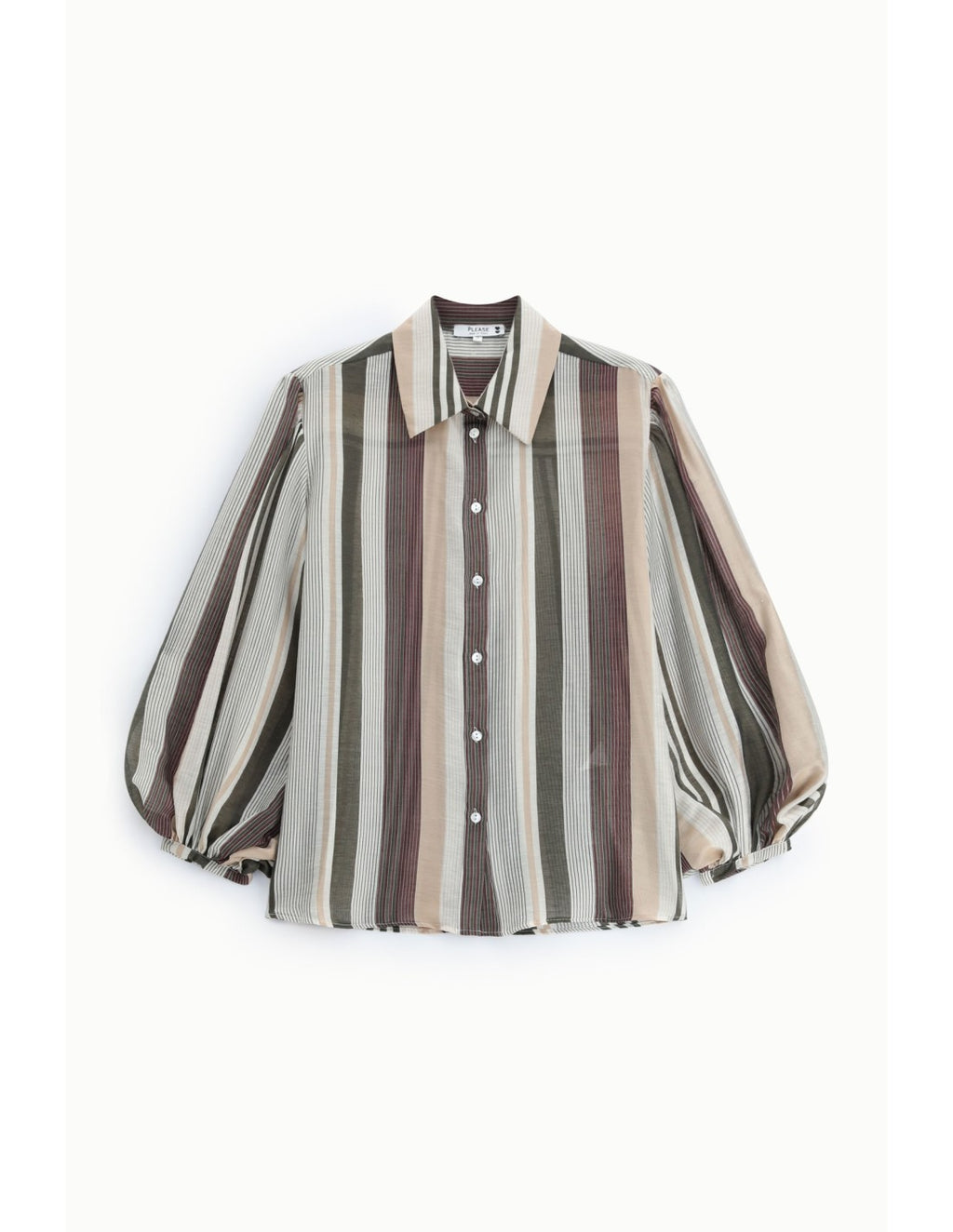 Chemise rayures verticales manches ballon Multicolore Please