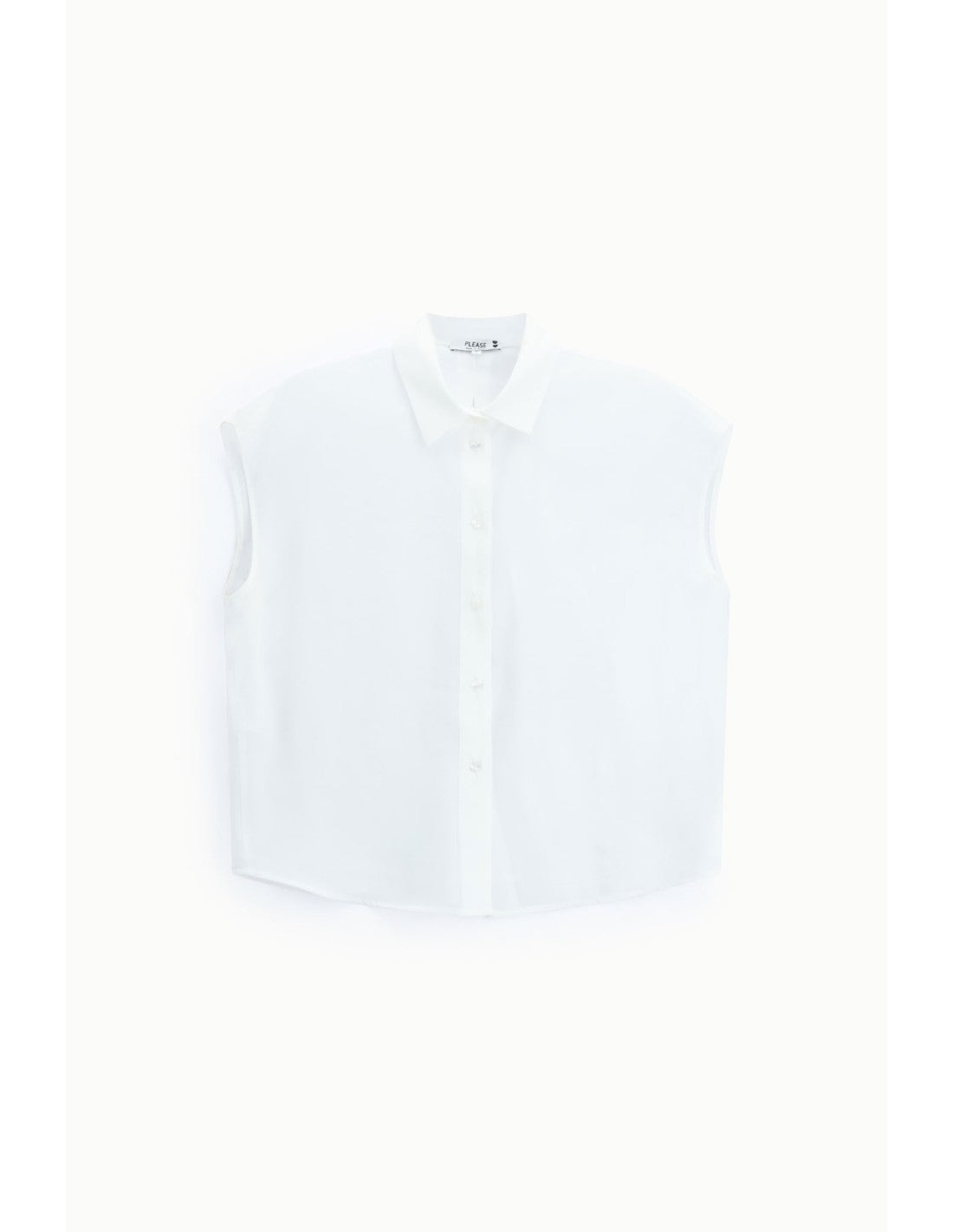 Chemise sans manches col classique Blanc Please