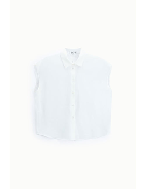 Chemise sans manches col classique Blanc Please