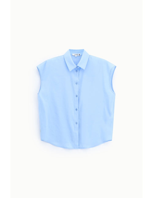Chemise sans manches col classique Bleu azur Please