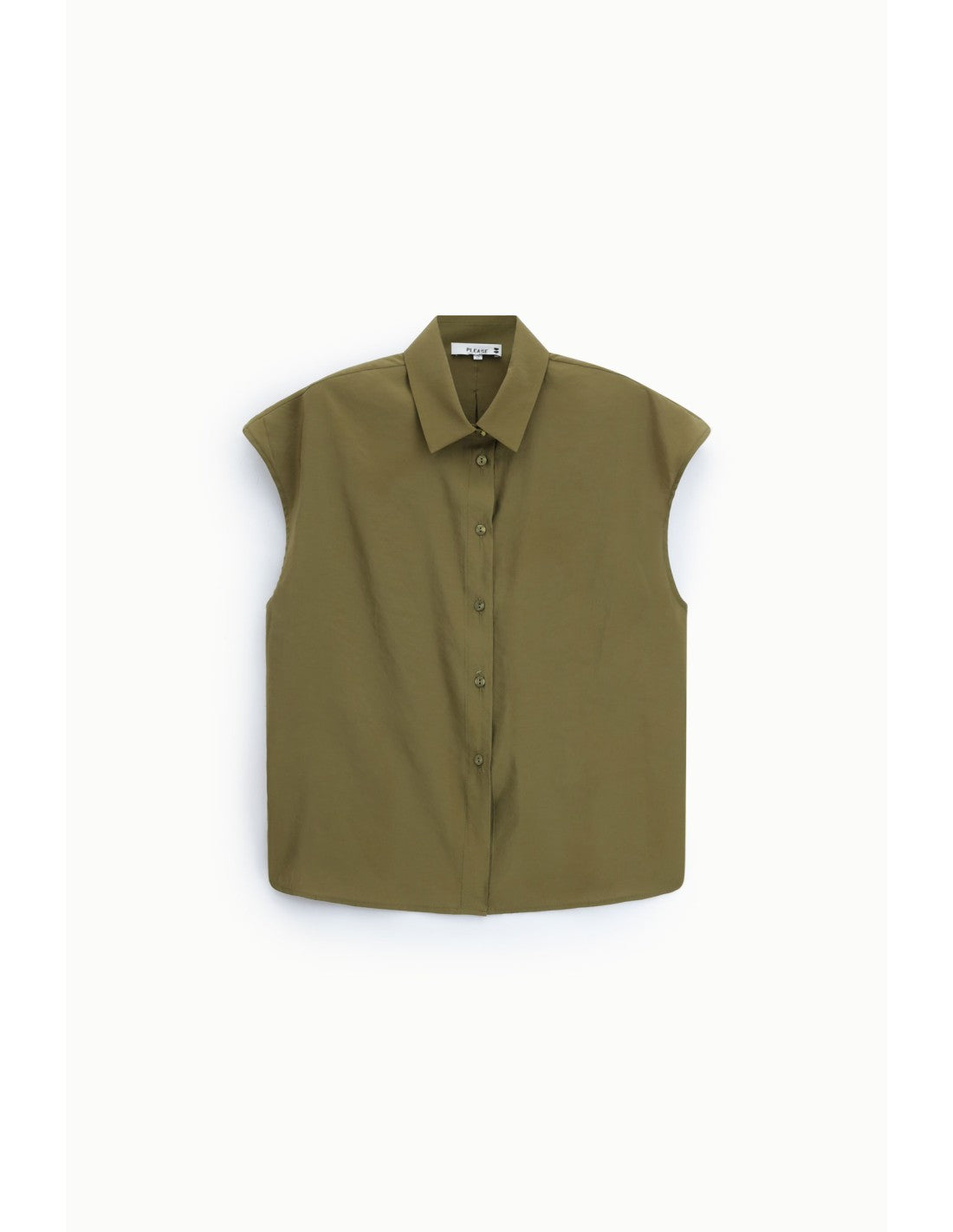 Chemise sans manches col classique Kaki Please