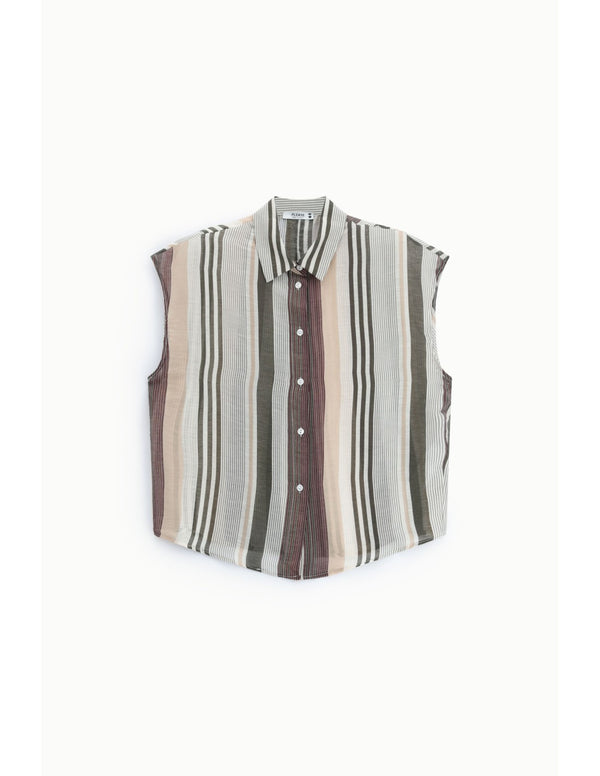 Chemise sans manches rayures verticales Multicolore Please
