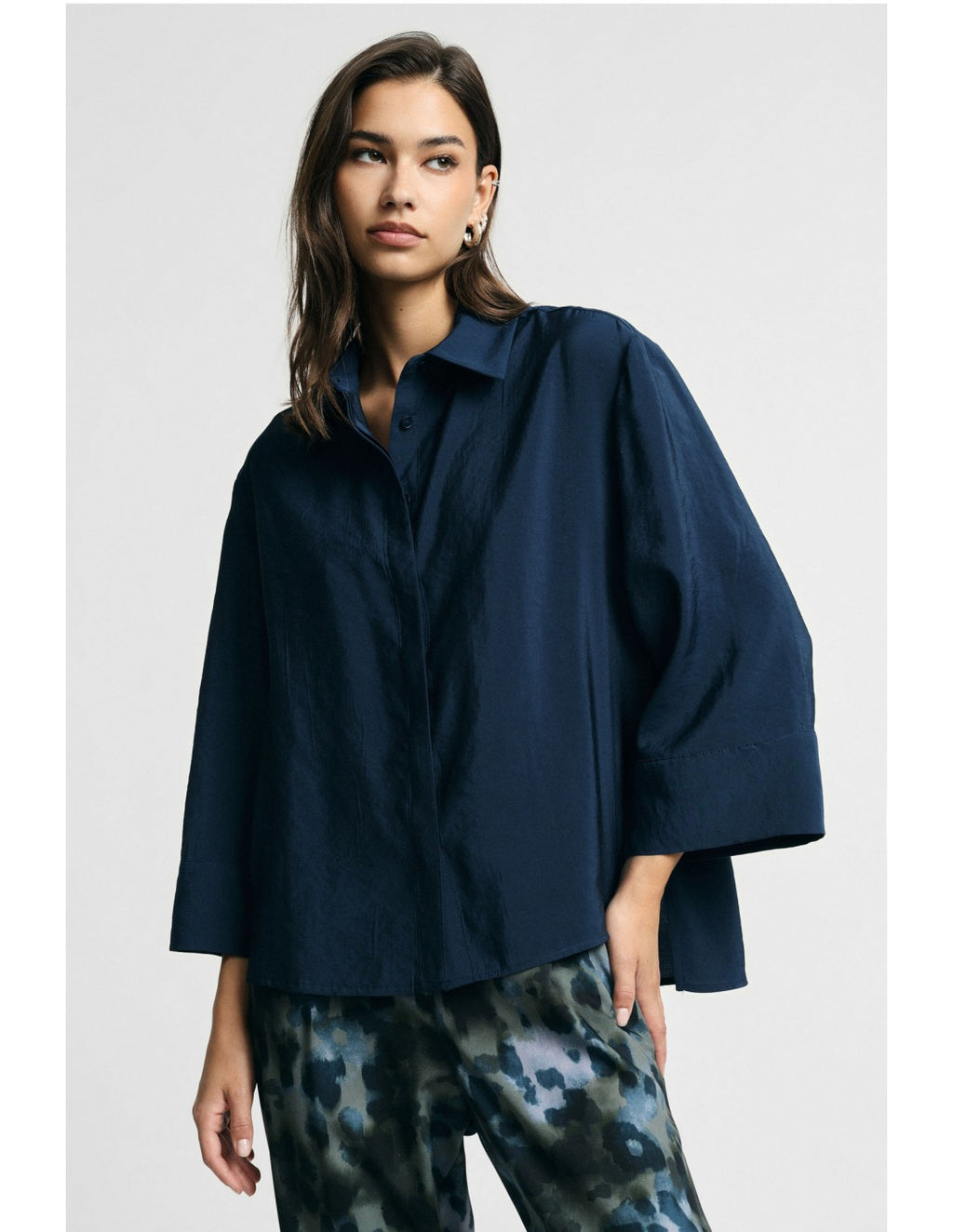 Chemisier ample manches kimono Bleu marine Please