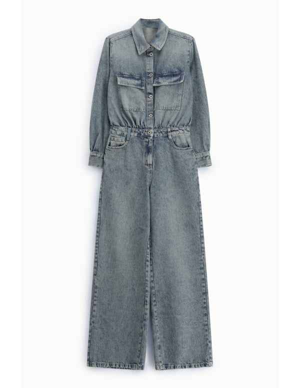 Combinaison en denim manches longues Bleu denim Please