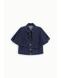 Gilet court en denim manches cape Bleu denim Please