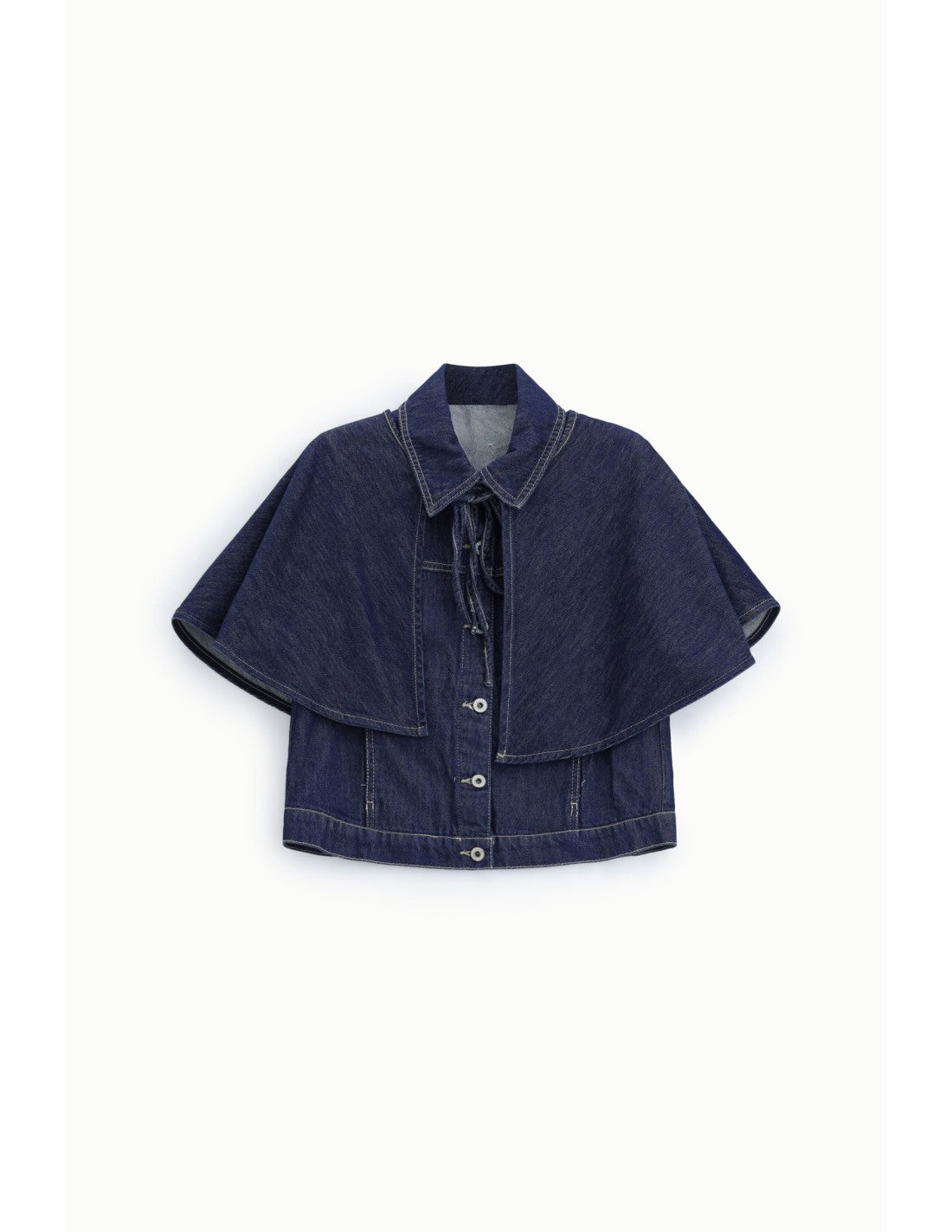 Gilet court en denim manches cape Bleu denim Please
