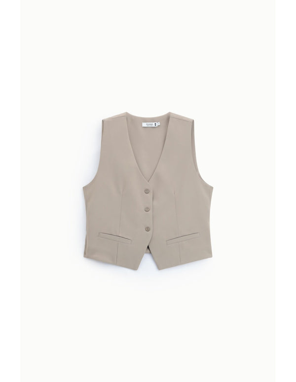 Gilet de tailleur en crêpe fluide Taupe Please