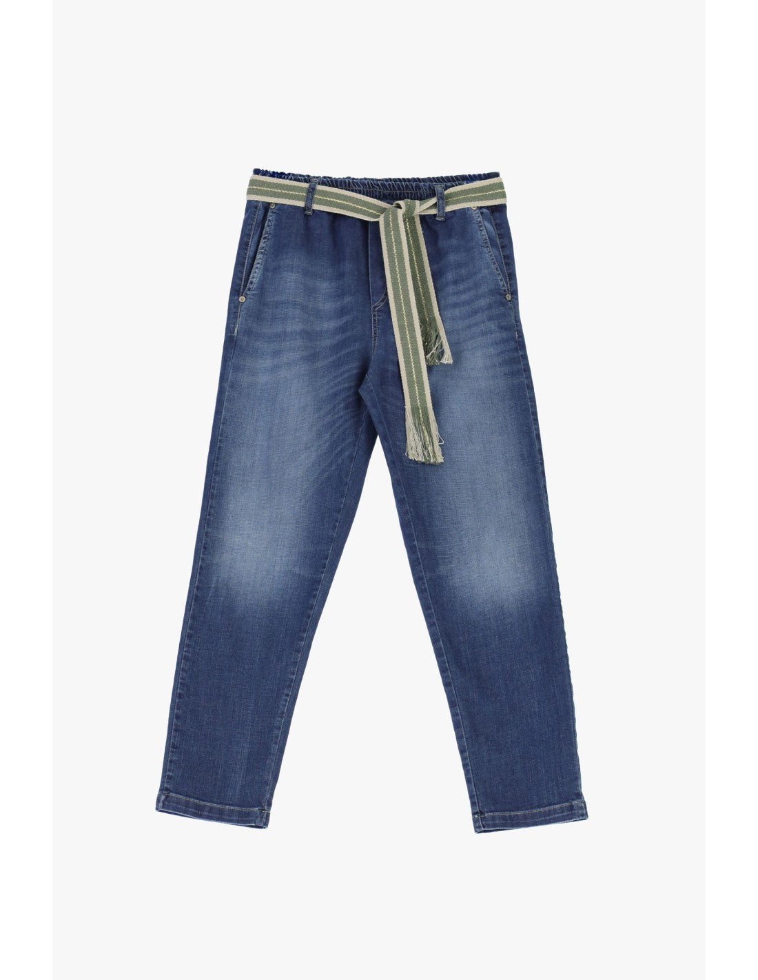 Jean ample à taille froncée et ceinture tissu - Please