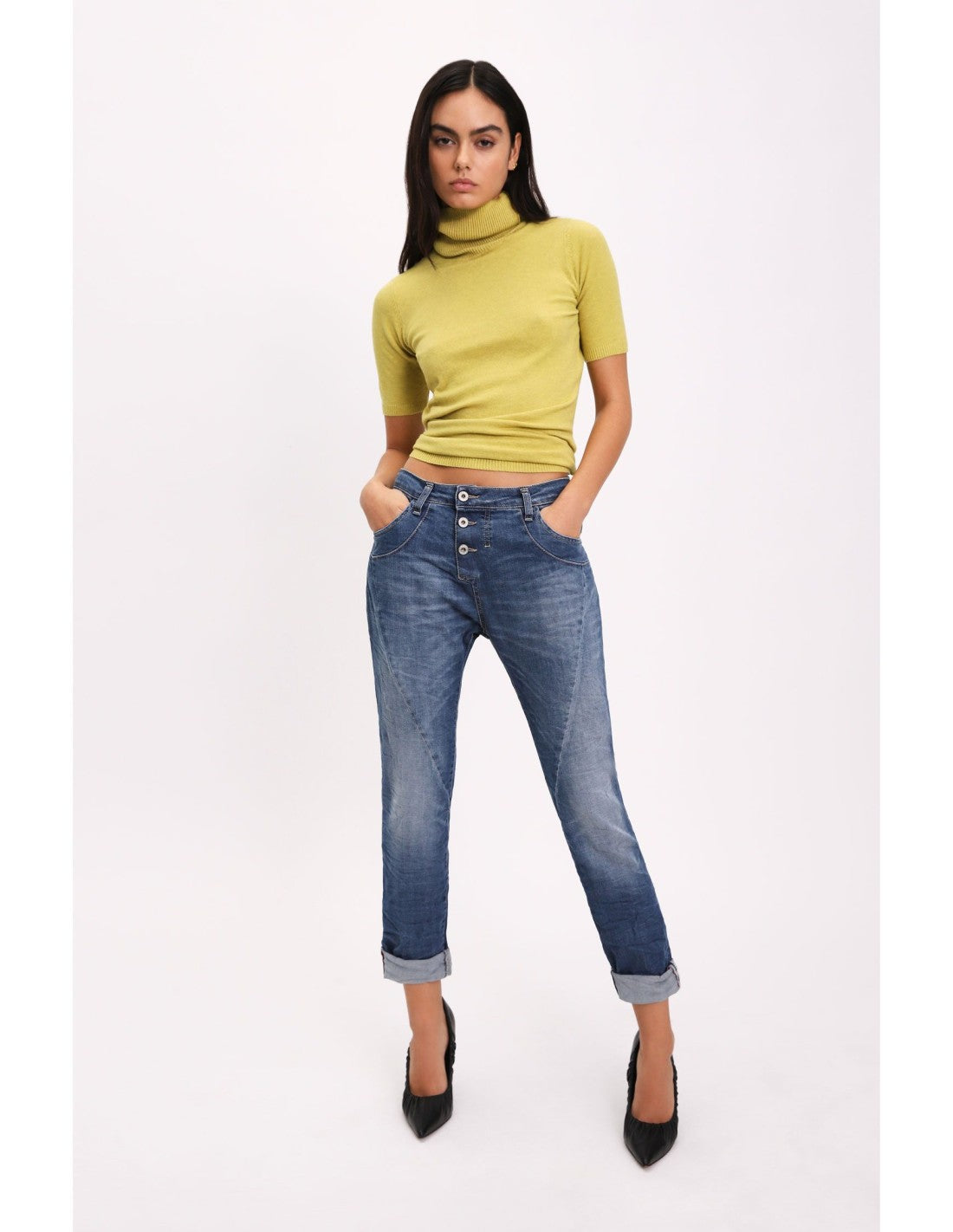 Jean boyfriend à boutonnage apparent - Please