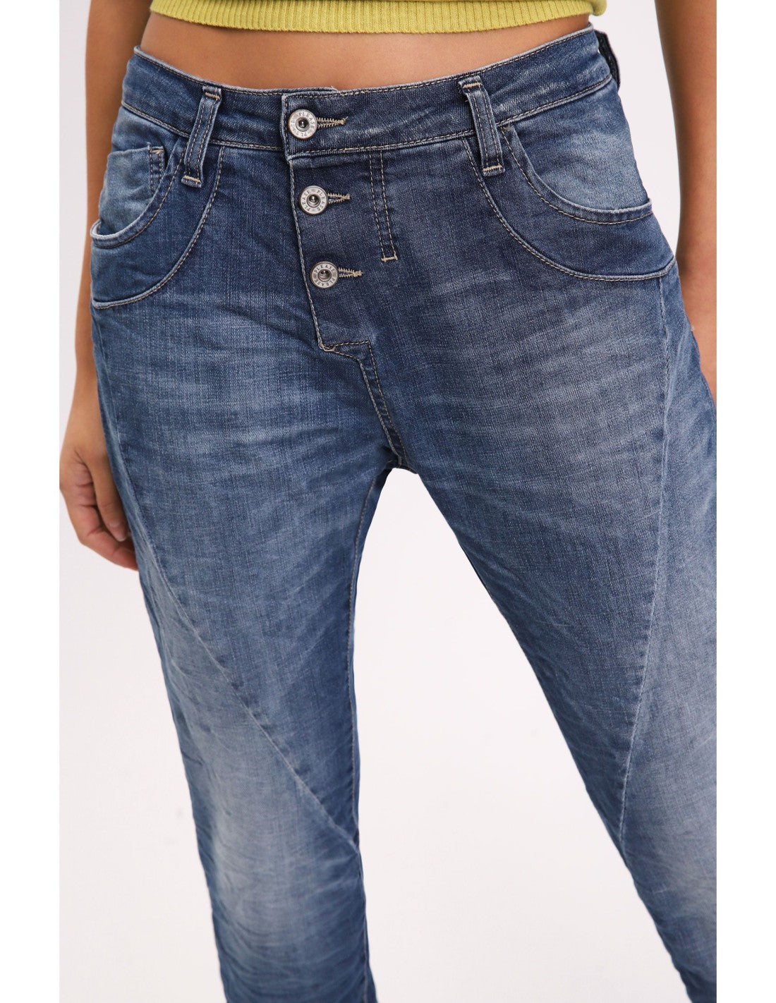 Jean boyfriend à boutonnage apparent - Please