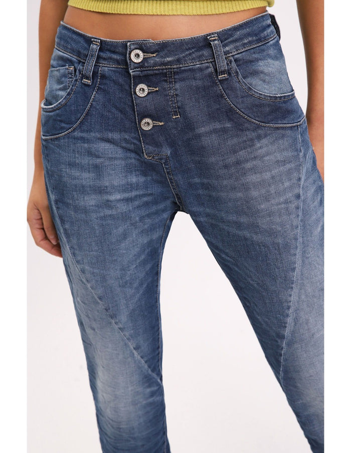 Jean boyfriend à boutonnage apparent - Please