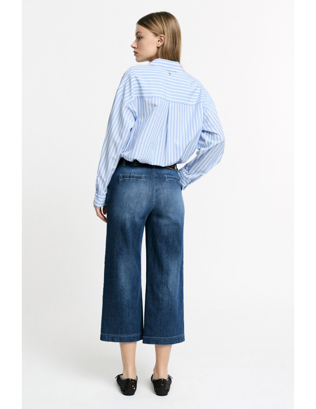 Jean cropped à jambe large avec ceinture - Please
