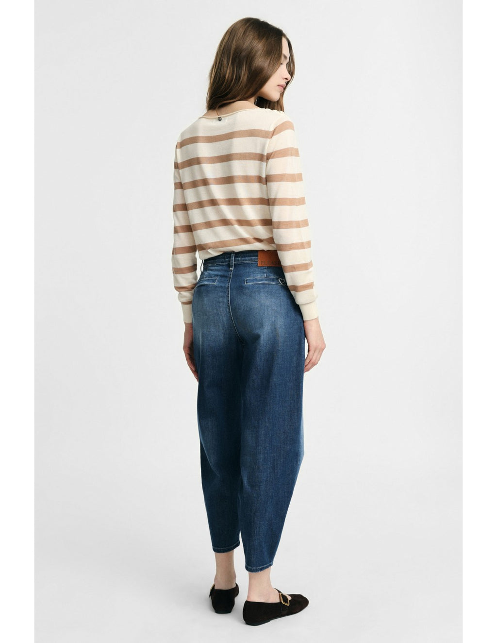 Jean cropped taille haute à grandes poches - Please