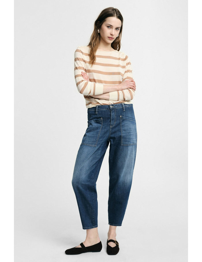 Jean cropped taille haute à grandes poches - Please