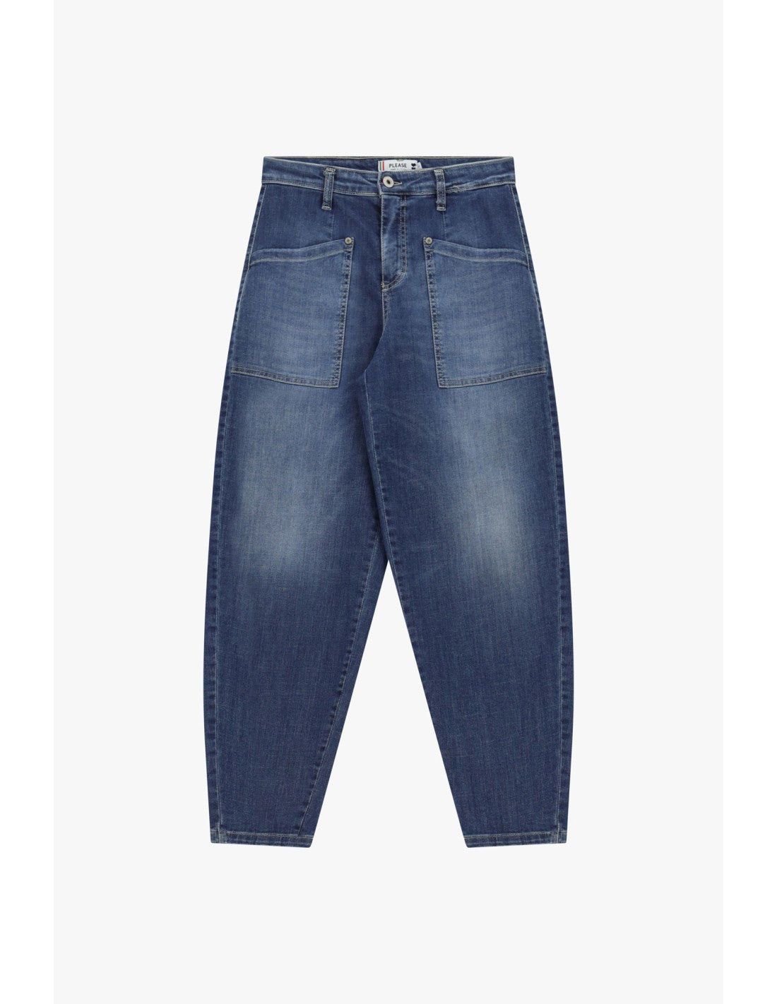 Jean cropped taille haute à grandes poches - Please