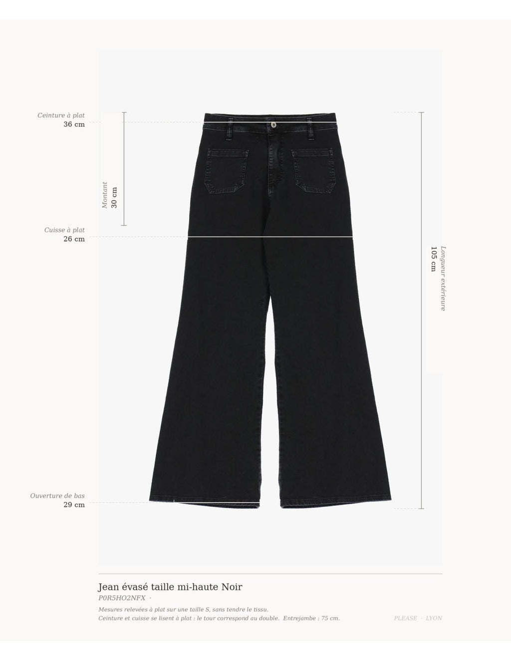Jean évasé taille mi-haute Noir Please