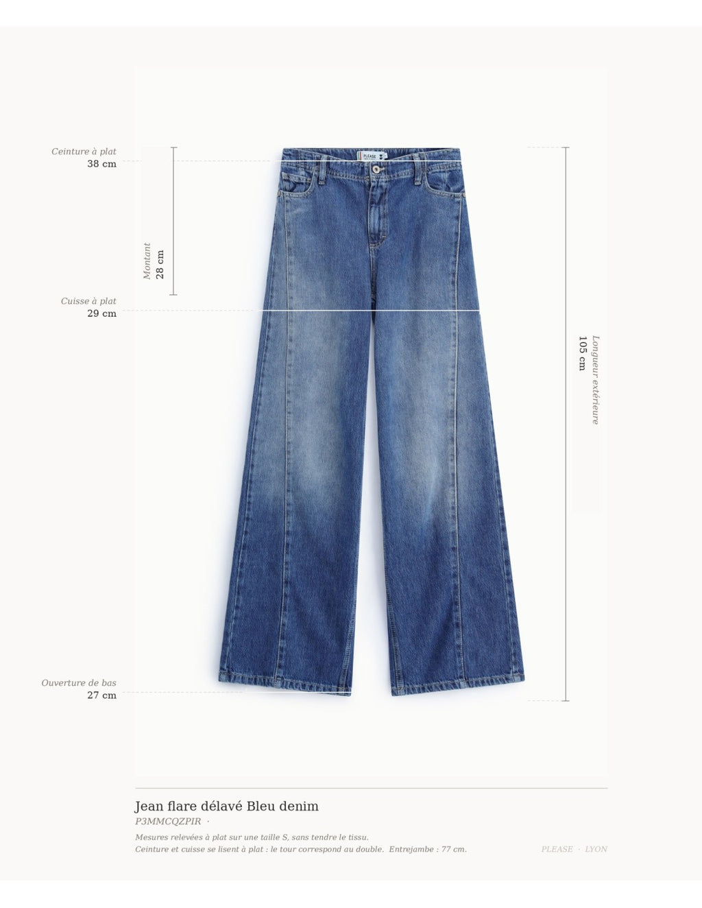 Jean flare délavé Bleu denim Please