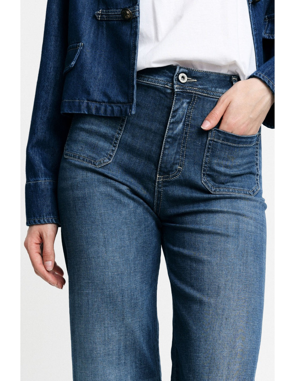 Jean flare taille haute à poches plaquées - Please